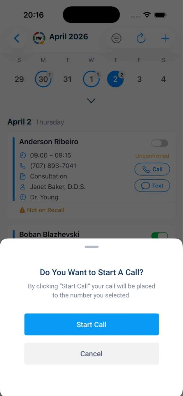 OTG app call from calendar confirmation.png